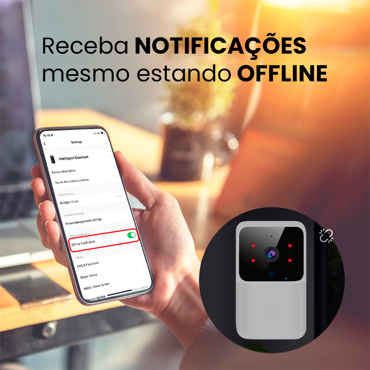 Campainha Inteligente Com Áudio e Câmera Wifi