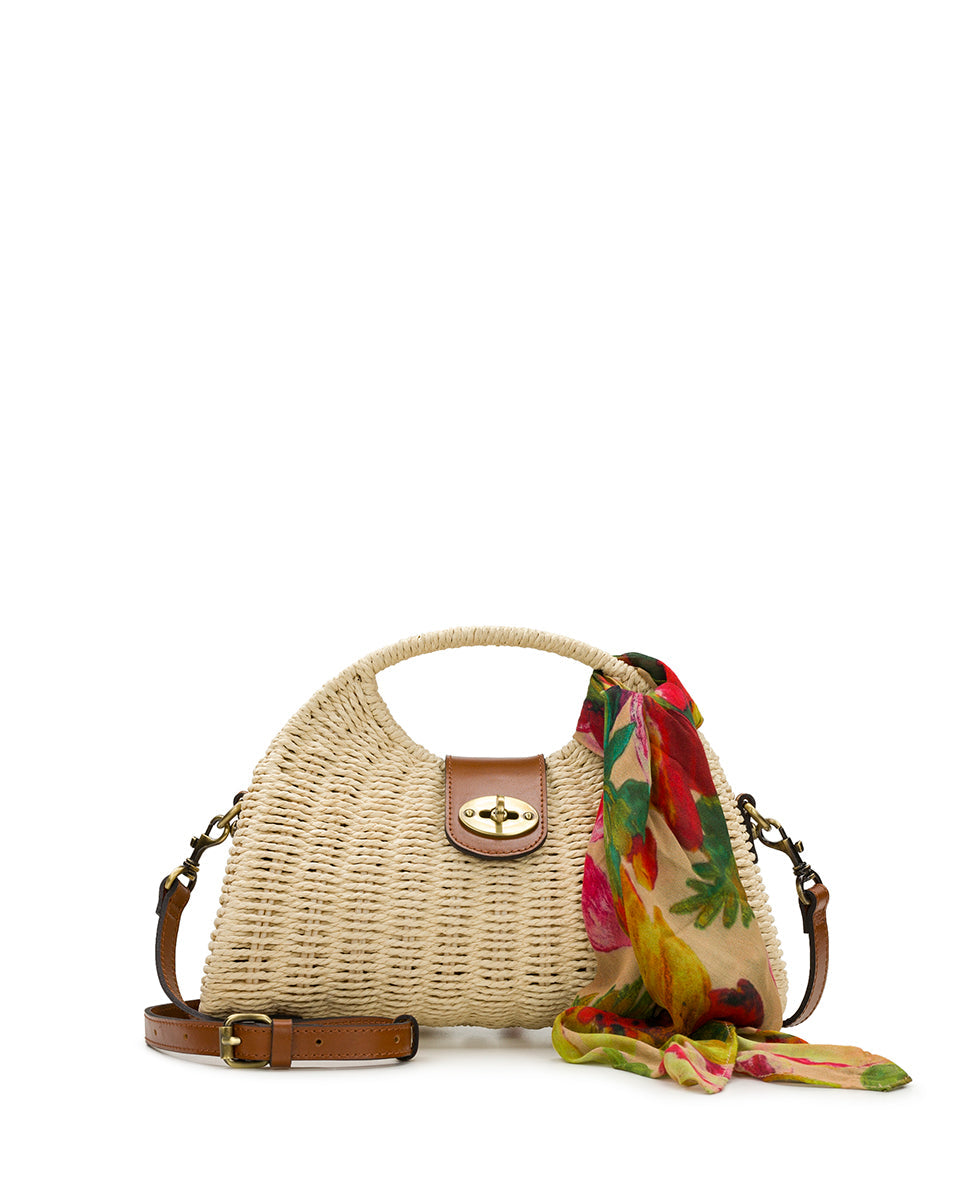 Sarakino Woven Frame Top Handle Bag with Spring Multi Scarf