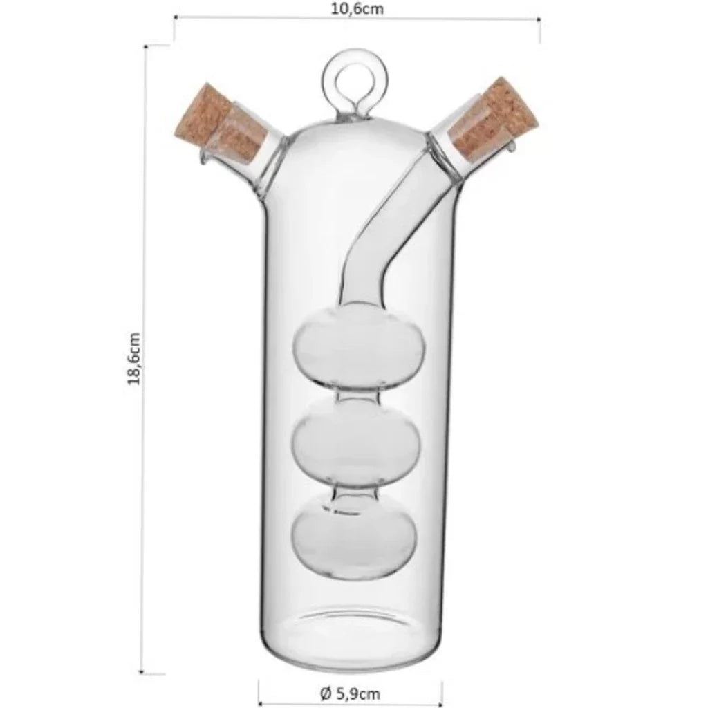 Galheteiro 2 Em 1 De Vidro Porta Azeite e Vinagre.